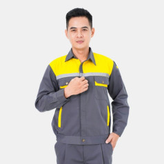 Evinz AV20 work safety clothing for engineers, grey and yellow, Size L - Joint venture khaki fabric.